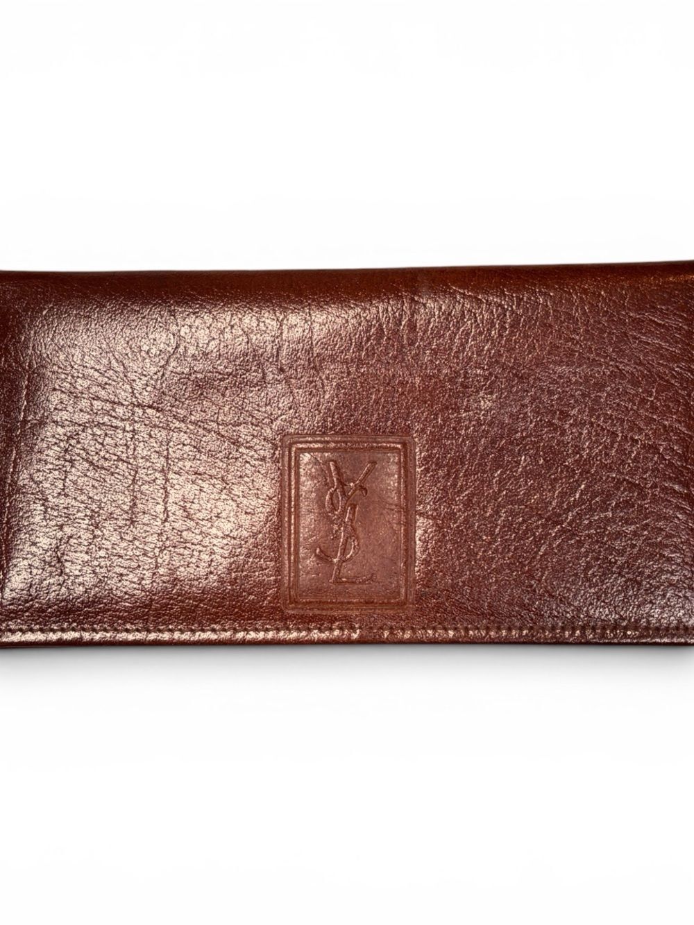 Yves Saint Laurent Vintage Chestnut Brown Leather Envelope Wallet